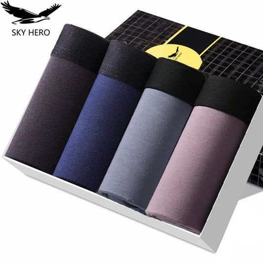 4pcs/Lot Men's Cotton Boxers: Breathable and Thermal Underwear, Soft and Comfortable Male Shorts