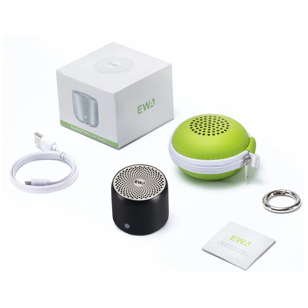 EWA A106 Pro: Mini Bluetooth Speaker with Custom Bass Radiator, IPX7 Waterproof, Super Portable Design - Complete with Travel Case for On-the-Go Enjoyment