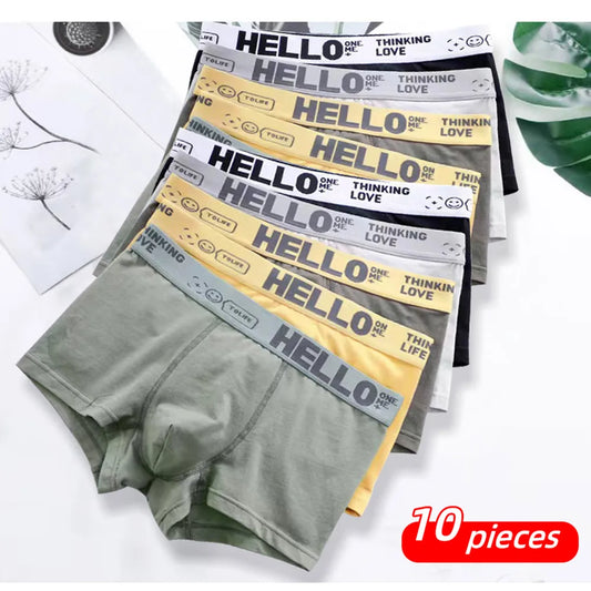 10 Pcs Men's Breathable Boxer Briefs: Comfortable Underwear Shorts, Plus Size M-4XL