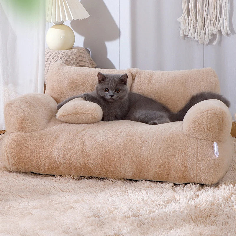 Luxury Cat Bed: Super Soft Sofa for Small Dogs and Cats - Detachable, Washable, Non-slip Design for Cozy Sleeps