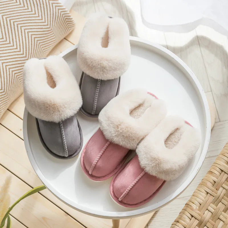 Step into Cozy Comfort: 2024 Winter Warm Fur Slippers for Women - Luxury Faux Suede Plush, Ideal for Indoor Wear, Bedroom Relaxation with Flat Heels and Fluffy Design
