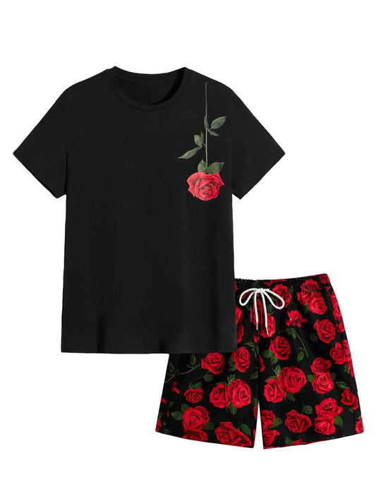 Elevate Your Summer Style: Luxury Men's Sportswear 2-piece Retro Set. This Fashion Clothing Set Features Street Wear Bear Pattern with 3D Printing Style on T-shirt and Shorts
