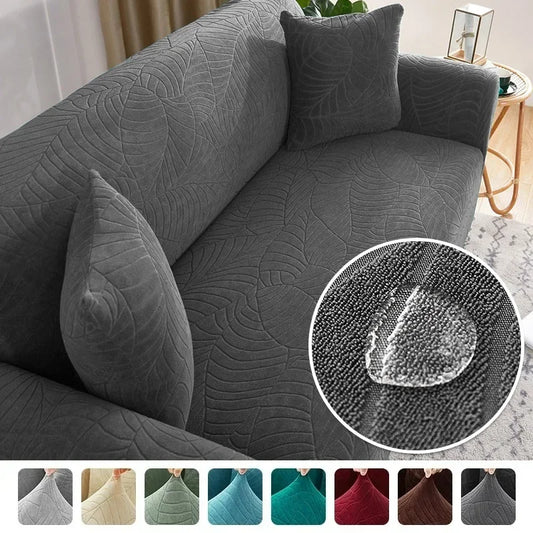 "Waterproof Jacquard Sofa Covers: Solid Couch Cover for 1/2/3/4 Seats - L-Shaped Sofa Protector