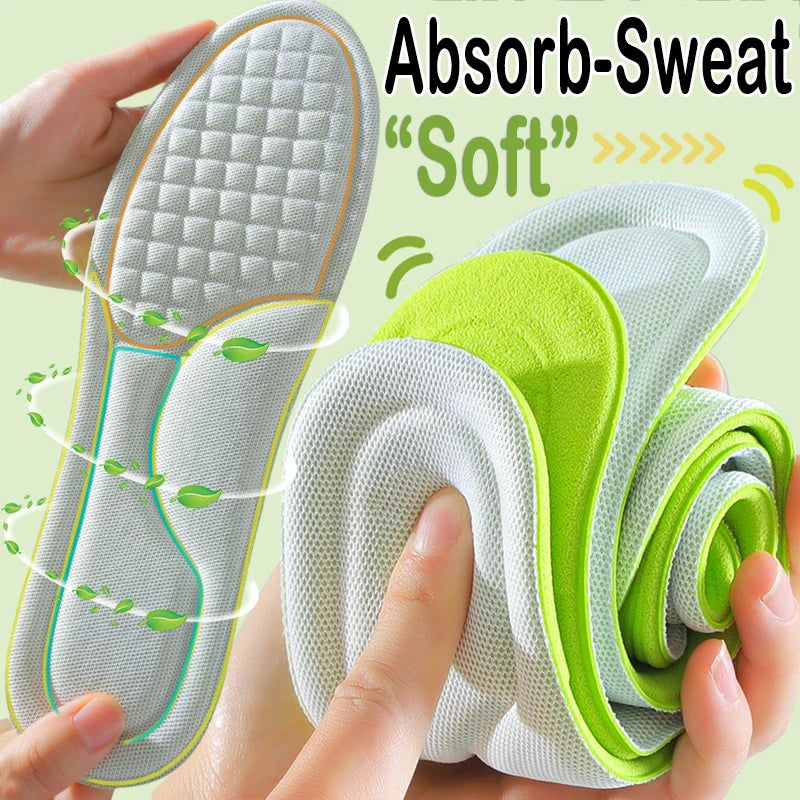 2PCS Deodorant Absorb-Sweat Massage Sport Insoles: Soft Memory Foam for Orthopedic Comfort in Men and Women's Shoes