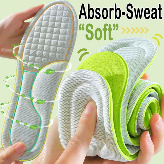 2PCS Deodorant Absorb-Sweat Massage Sport Insoles: Soft Memory Foam for Orthopedic Comfort in Men and Women's Shoes