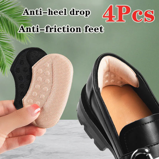 4pcs High Heel Shoe Pads: Pain Relief Cushion Inserts with Heel Protectors and Grip Liners