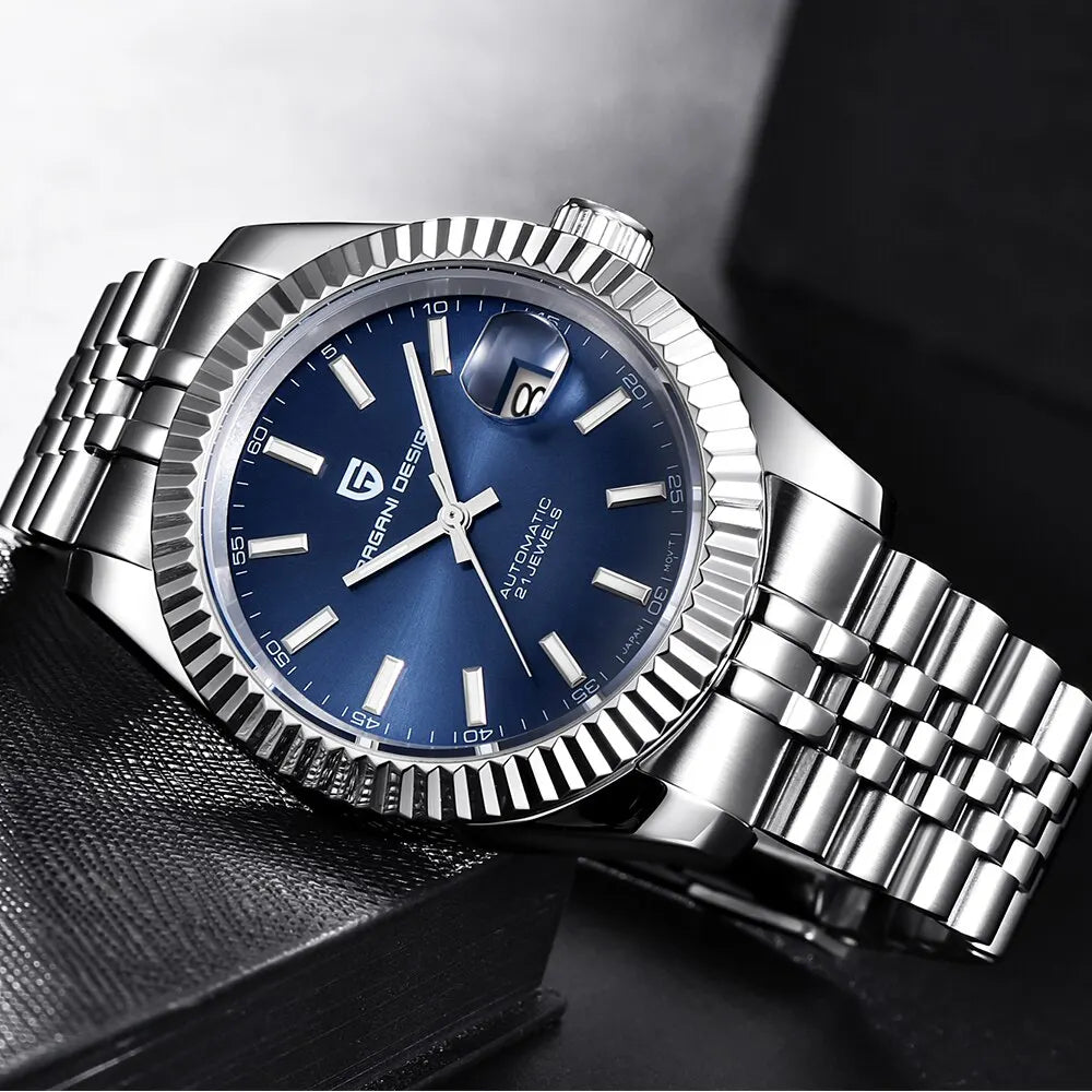 PAGANI DESIGN Men's Luxury Automatic Mechanical Watch: Sporty Stainless Steel, 100M Waterproof