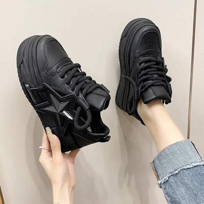 Step into Luxury: 2024 New Lightweight Women's Fashion Little White Shoes - Versatile, Casual, Matsutake Thick Sole Sports Shoes