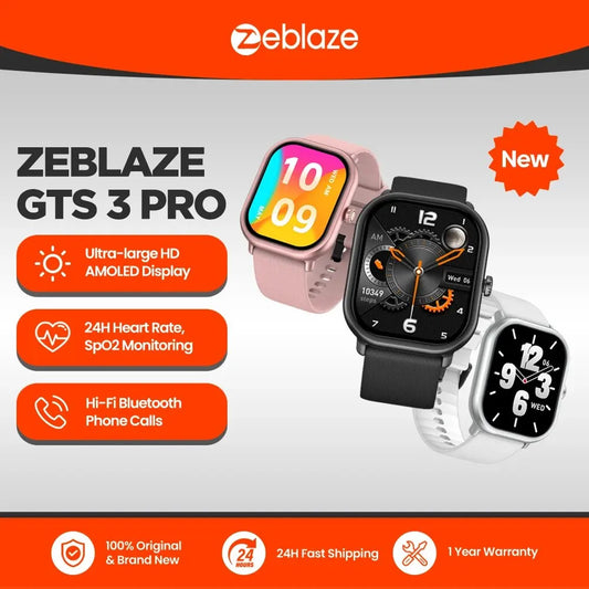 Zeblaze GTS 3 Pro: Voice Calling Smartwatch with Ultra-Big HD AMOLED Screen, Health and Fitness Tracking - Ideal for Men and Women