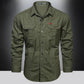 2024 Men's Long Sleeve Cargo Shirt: Casual Cotton, High-Quality Military-Inspired Design in Black, Available up to 5XL Size