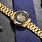 LIGE New Gold Skeleton Quartz Men's Watch: Retro Luxury Timepiece