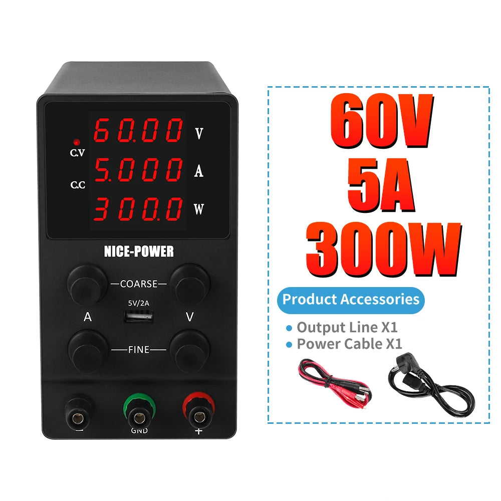 Adjustable Mini Laboratory Power Supply: 30V 10A Digit Display