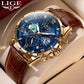 LIGE Men's Casual Sport Watch: Luxury Waterproof Chronograph