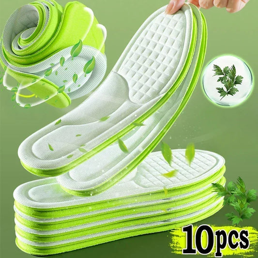 10pcs Memory Foam Orthopedic Insoles: Nano Antibacterial Deodorization for Men and Women's Shoes, Sweat Absorption Running Cushion