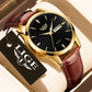 LIGE Fashion Luxury Men's Quartz Watch: Leather Strap, Waterproof