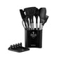 13-Piece Silicone Kitchen Utensil Set with Stainless Steel Handles: Complete Kitchen Cooking and Baking Tools, Includes Storage Bucket for Convenient Organization
