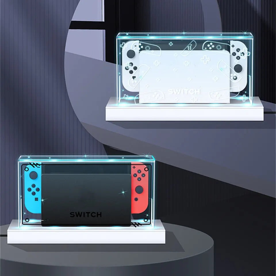 YLW RGB Base Clear Dust Cover: Protective Acrylic Shell for Nintendo Switch OLED