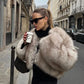 Iconic Street Fashion Week: Luxury Brand Gradient Cropped Faux Fur Coat for Women - Hot Winter 2023 Style Statement, Cool Girls' Fluffy Short Fur Jacket