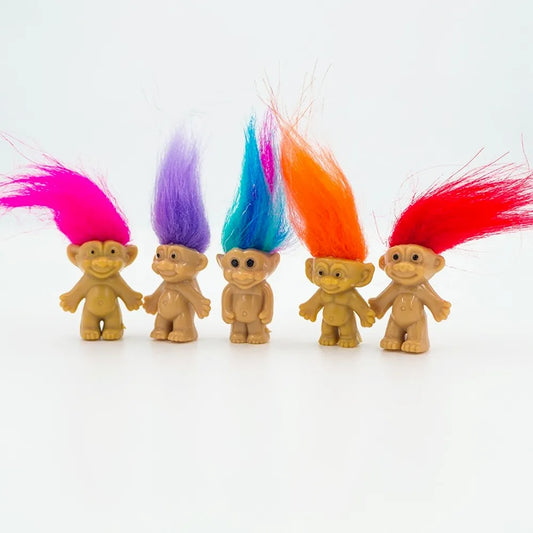 5pcs/lot Kawaii Trolls Dolls: Colorful Hair Anime Action Figures Depicting Family Members, Perfect Kids Toys for Children's Gifts or Nostalgic Adults