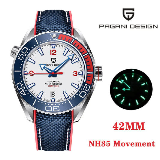 PAGANI DESIGN Classic Luxury Men's Automatic Watch: Sapphire Glass Mechanical Wristwatch, Stainless Steel, 100M Waterproof