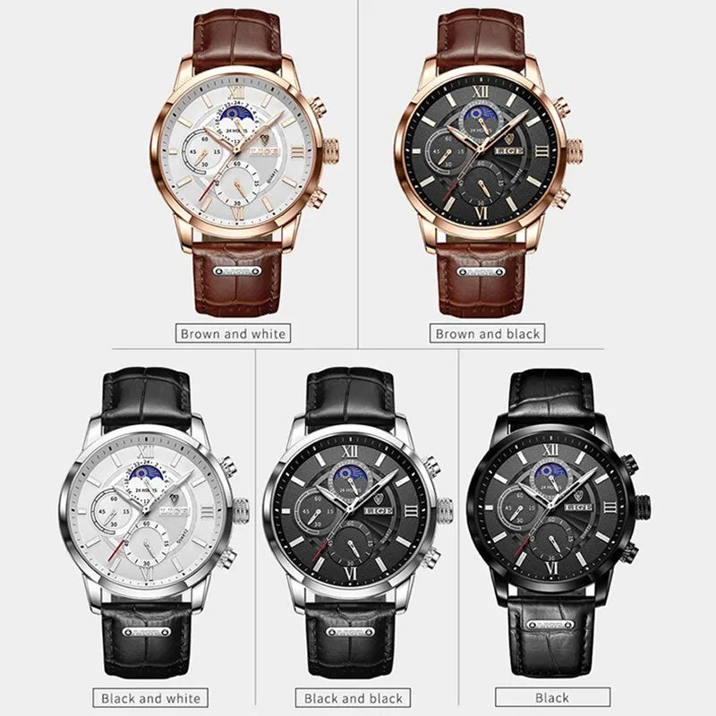 LIGE 2024 New Men's Luxury Quartz Watch: Sporty & Waterproof