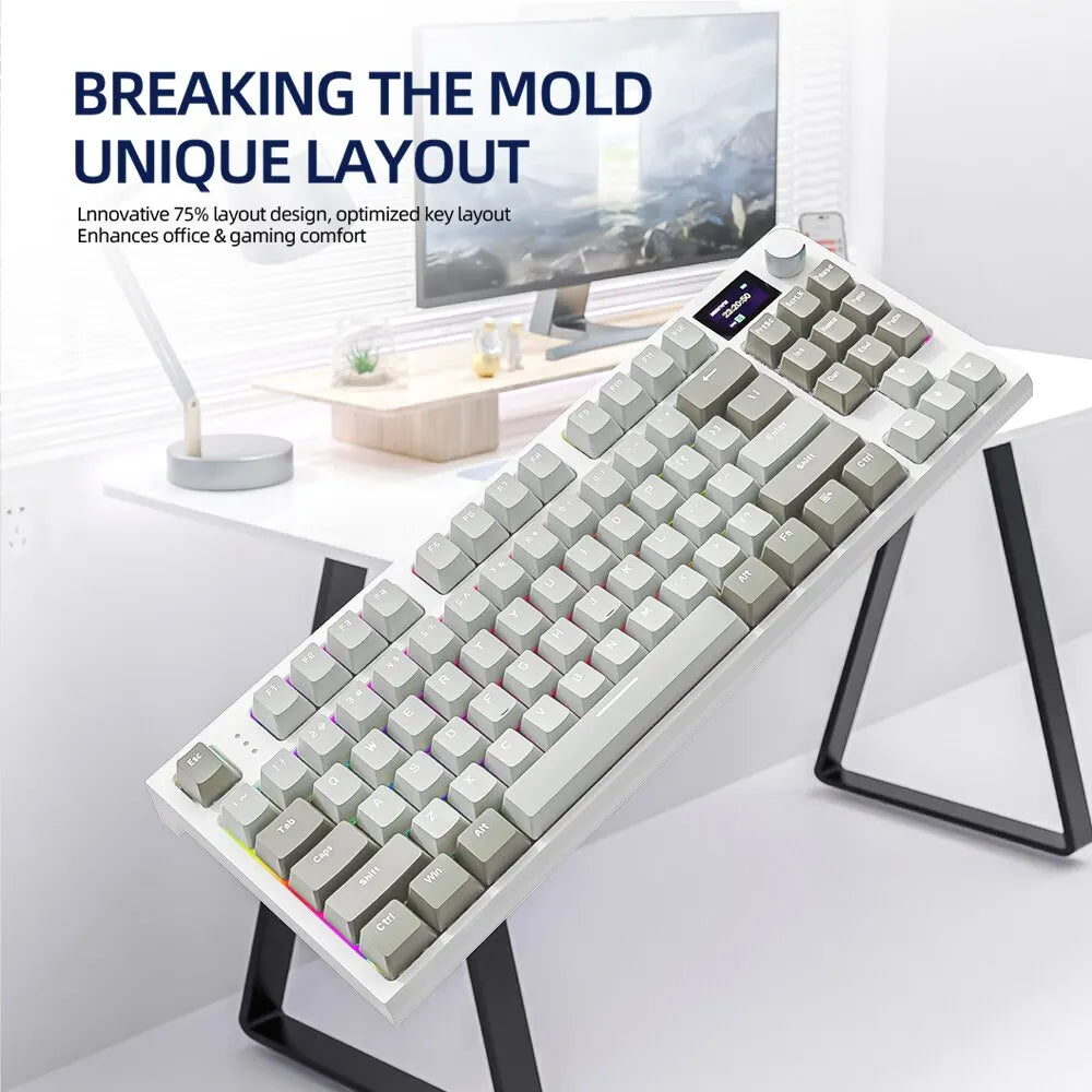 K86 Wireless Mechanical Keyboard: Hot-Swappable, Bluetooth/2.4g, with Display Screen and Volume Rotary Button - Ideal for Gaming and Work