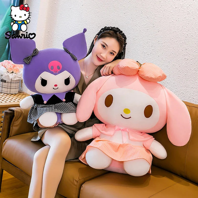 40CM Sanrio Plushies Dolls: Cartoon Kuromi Stuffed Plush Doll and My Melody - Adorable Plush Toys for Pillow Room Decoration and Children's Birthday Gifts