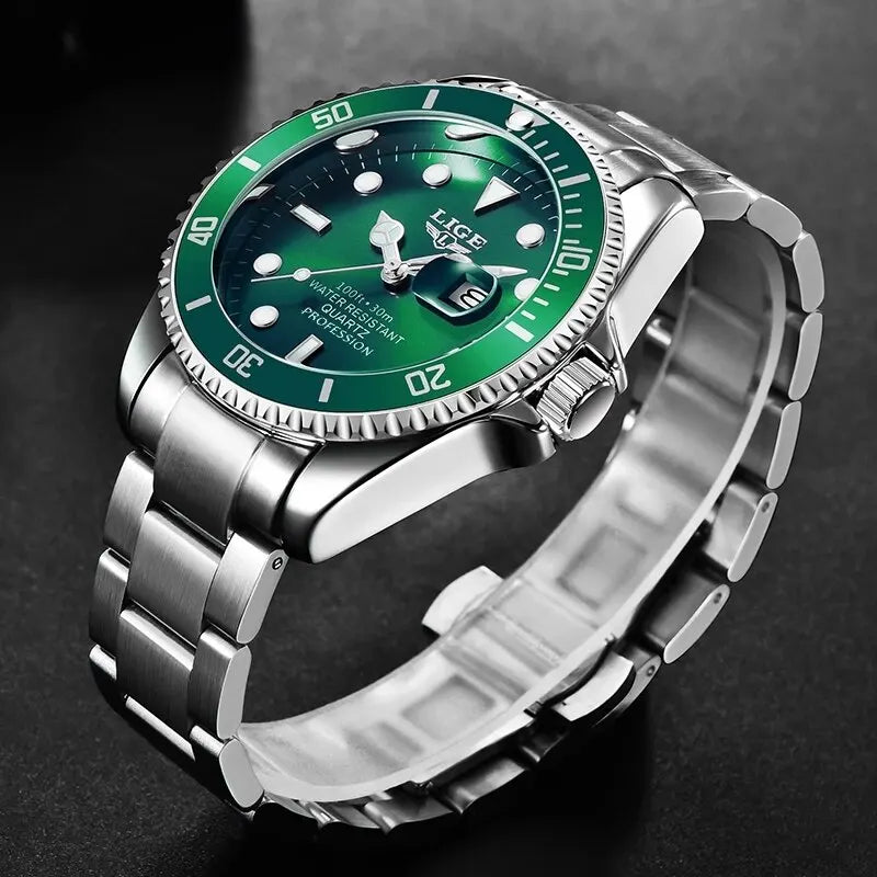 LIGE: Top Brand Luxury Diver Watch for Men, Featuring 30ATM Waterproofing, Date Display, and Quartz Movement. A Stylish Choice for Sporty and Fashionable Wristwear