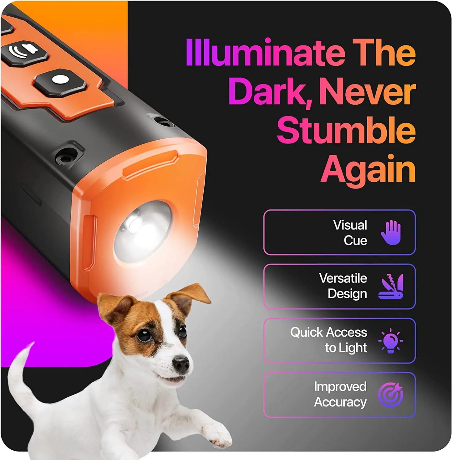 2023 Pet Dog Repeller: Ultrasonic Training Device with LED Flashlight - Rechargeable Anti-Bark Deterrent for Effective Dog Training