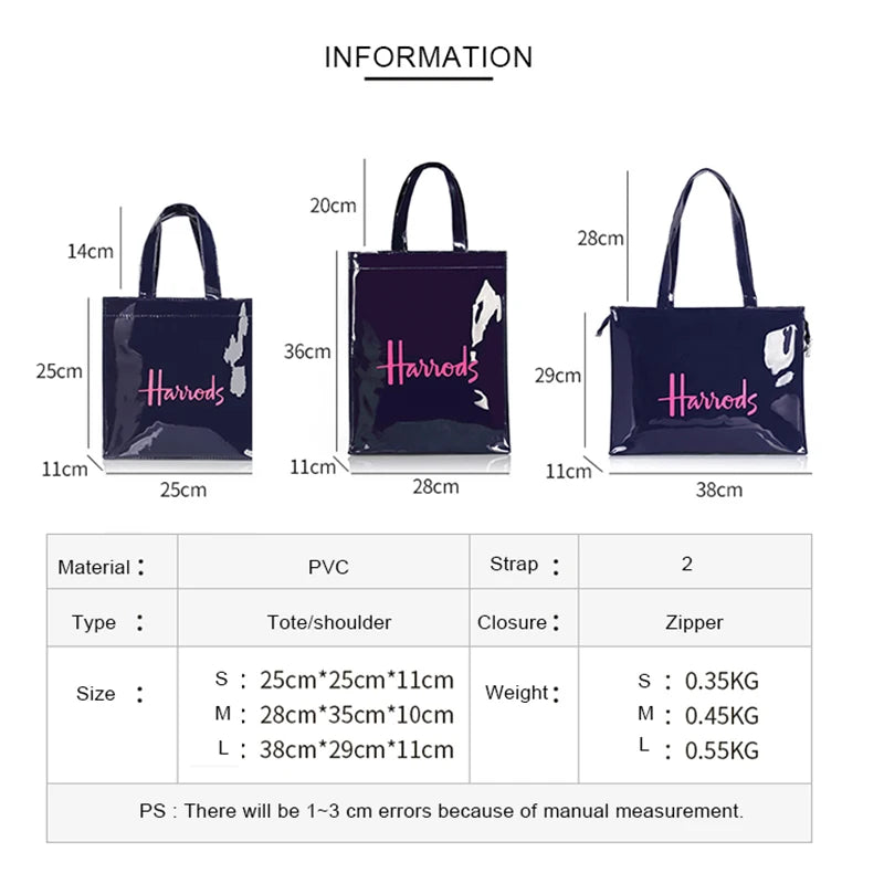 Elevate Your Style with Simple, Stylish PVC Reusable Shopping Purses: Luxury Brand Eco-Friendly Tote Shopper Bag, Large and Waterproof - Perfect for Your Summer Beach Style!