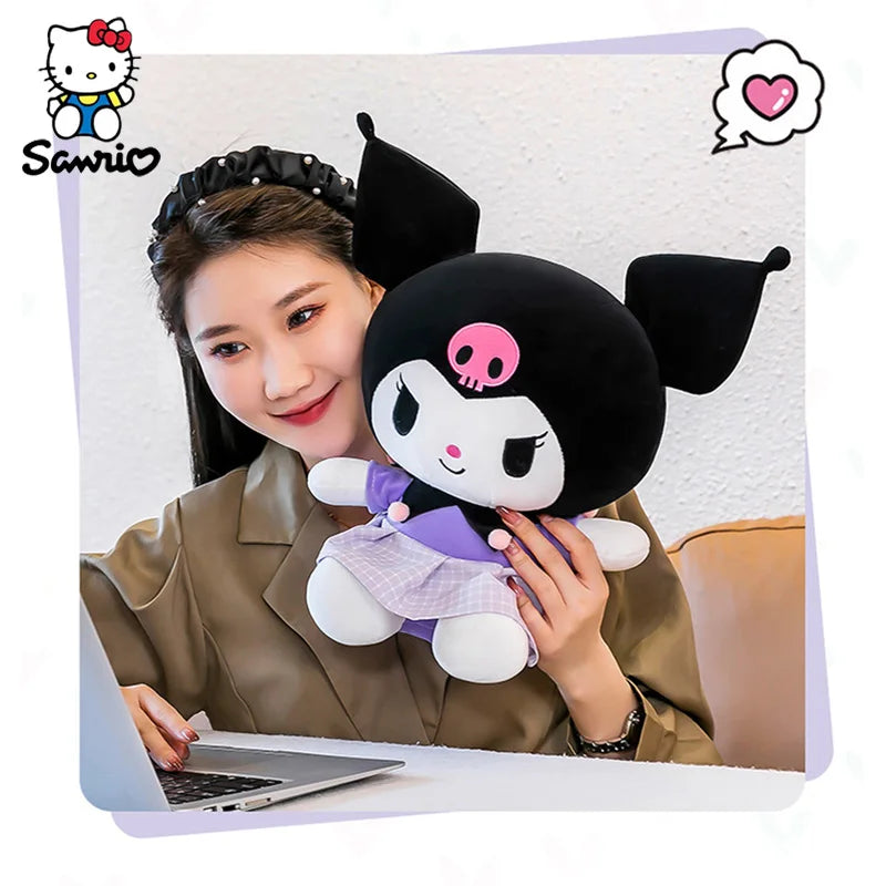 40CM Sanrio Plushies Dolls: Cartoon Kuromi Stuffed Plush Doll and My Melody - Adorable Plush Toys for Pillow Room Decoration and Children's Birthday Gifts