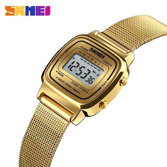 Skmei Luxury Stainless Steel Countdown Watch: Fashionable Waterproof Sport Wristwatch