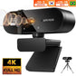 4K Webcam with Microphone: Full HD for PC and Laptop