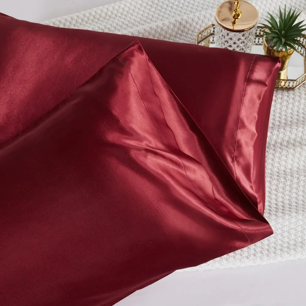 Nordic Silk Pillowcase Set: White, Black, Grey, Khaki, Blue, Pink, Silver - Luxury Bed Pillow Covers for Elegant Home Bedding Decor