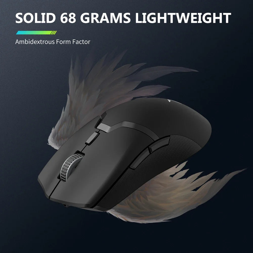 Experience Gaming Excellence: Delux M800 PRO Wireless Gaming Mouse - Tri-Mode Connectivity, 26000DPI Precision, Huano Pink Switches, and Macro Functionality, Designed for PC Gamers